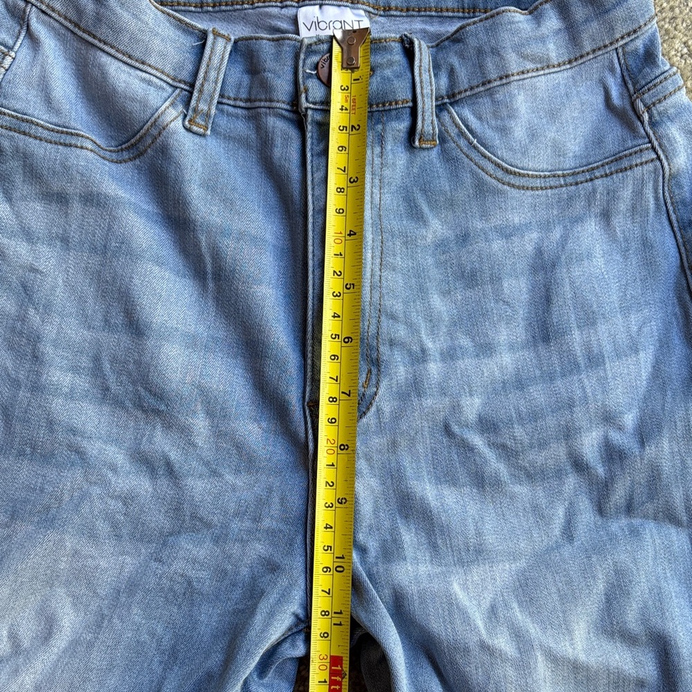 🪷Vibrant Miu distressed flare jeans light blue women's size 7 - Picture 4 of 9
